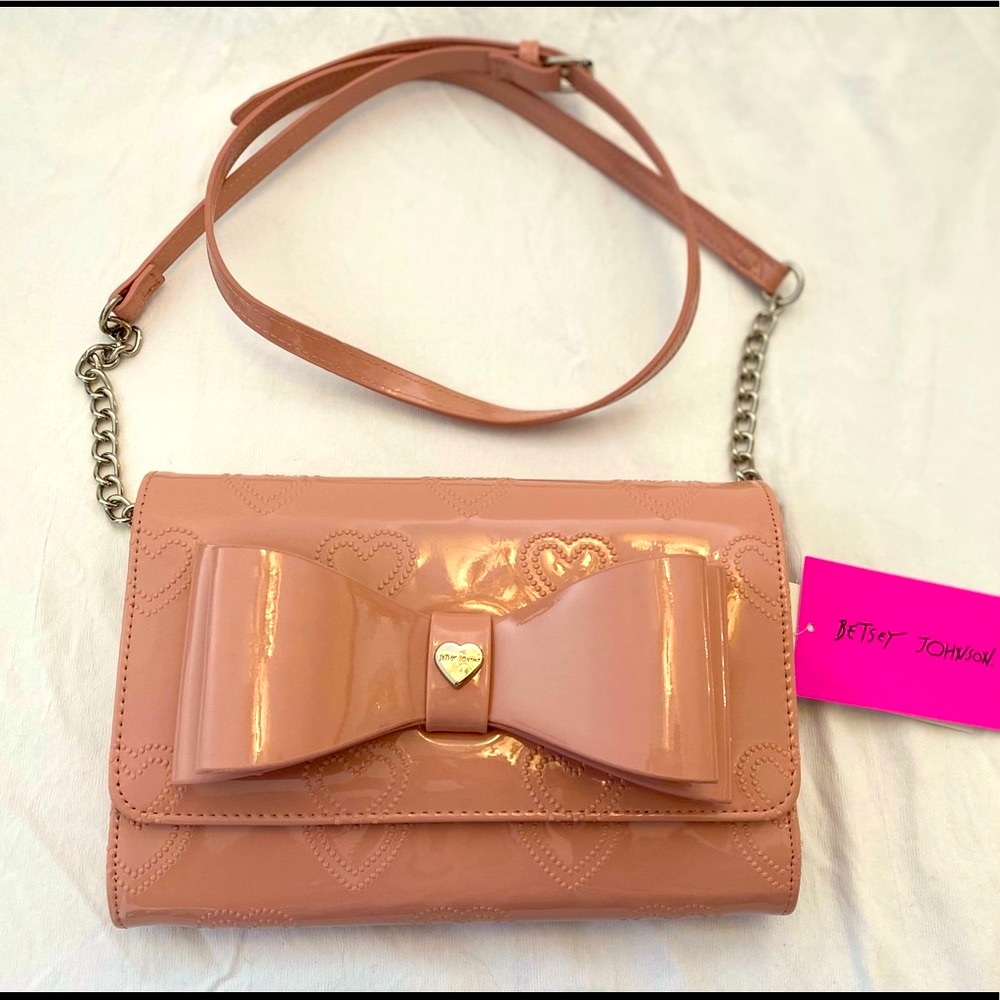 Betsey Johnson Patent Embossed Xodani Bag, Blush